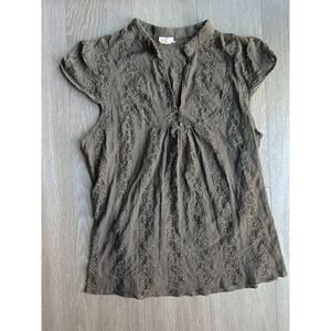 Vintage Y2K Sheer lace forest fairy indie whimsical dark green dainty henly Tee